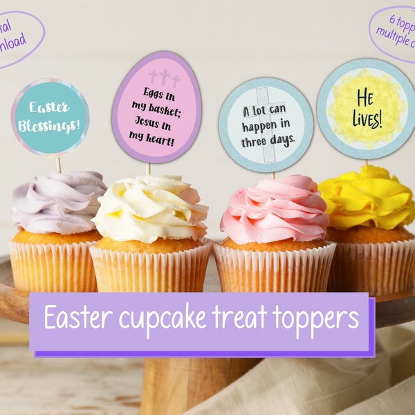 Easter cupcake toppers, Easter religious cupcake topper, Printable cupcake toppers, Easter religious cake decoration