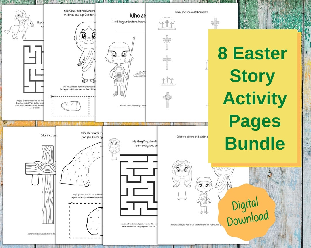 Easter Religious Activity Pages Bundle, Religious Easter Story Activity ...