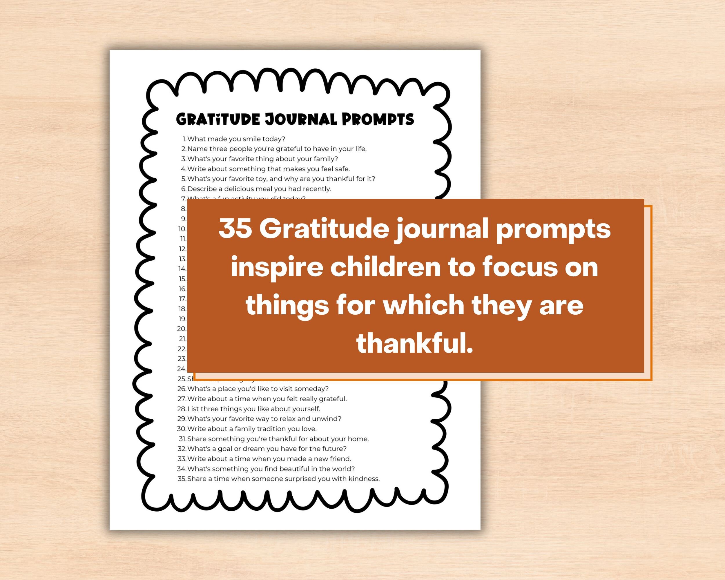 Printable Gratitude Journal Worksheet: 35 Prompts for Kids (PDF) - Etsy