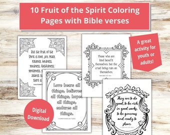Fruit of the Spirit Coloring Pages with Bible Verses (Digital Download)
