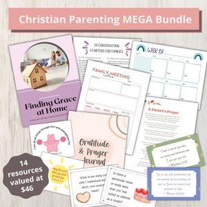 Christliche Elternschaft Mega Bundle; Schriftkarten; Gebetskarten; Bibelverse; Familienandachten; Familienplaner; Familientreffen Notizen