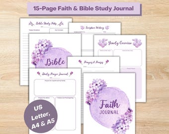 15-Page Printable Faith Journal: Bible Study & Prayer (PDF)