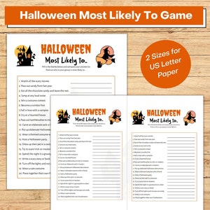 Halloween Most Likely To Game Printable, Funny Halloween Game, Adult Halloween Part, Office Party, Youth Group Party