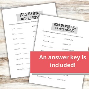 Fruit of the Spirit Bible Verse Match Worksheet (digital Download) - Etsy