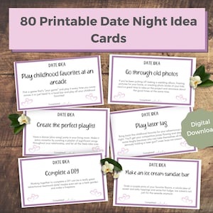 80 tarjetas de cita nocturna imprimibles para parejas, tarro de cita nocturna, caja de cita nocturna, ideas para citas, regalo de aniversario