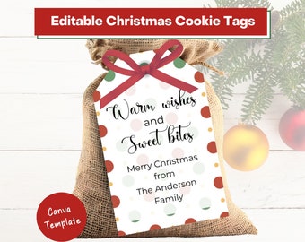 Christmas Treat Tag, Christmas Cookie Tag, Holiday Gift Tag, Christmas Baking Tag, Christmas tag, Sweet Bites, Cookie exchange tag, Template