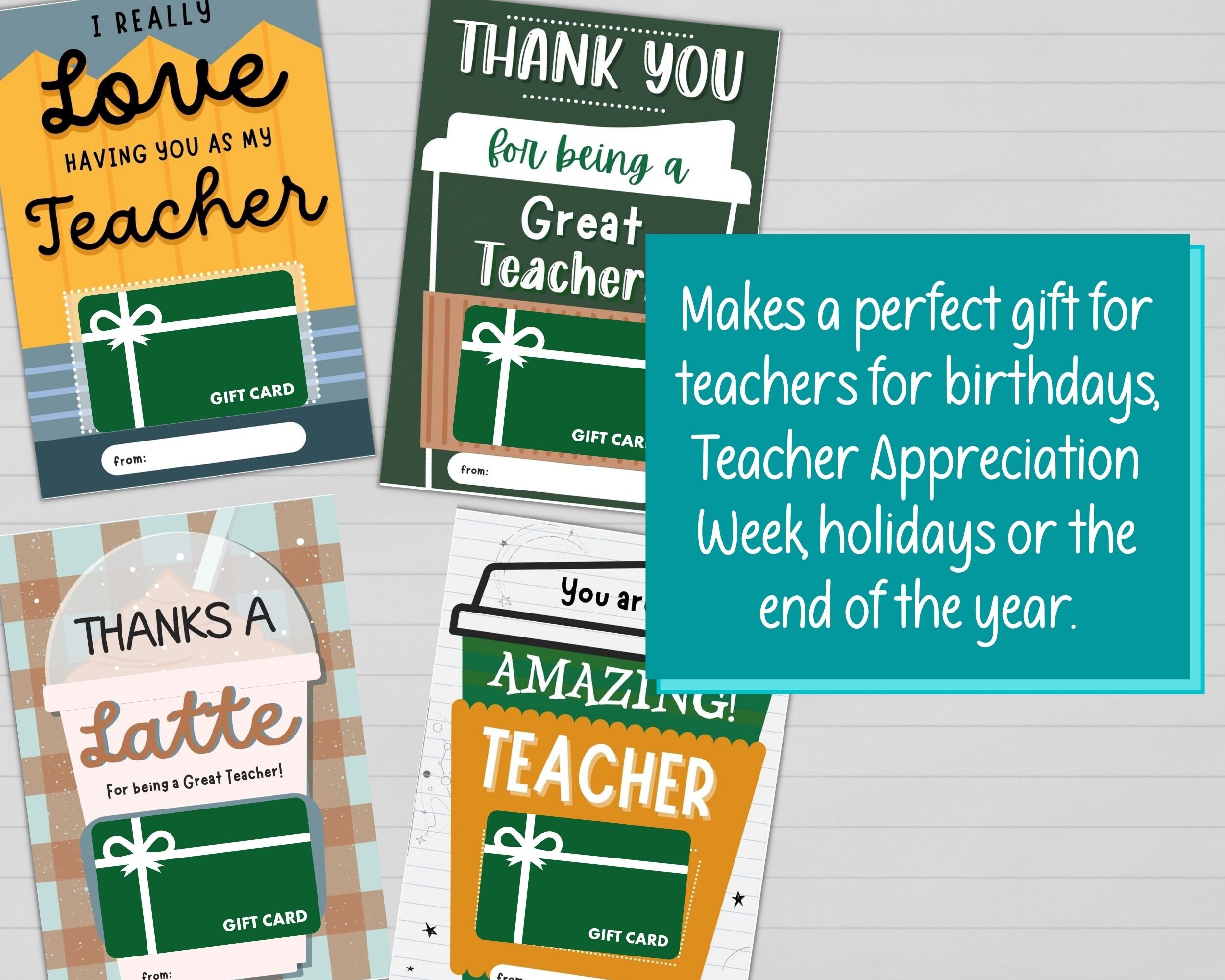 Teacher Appreciation Gift Card Holder Printable End of Year Teacher ...