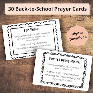 Back to School Prayer Cards: Bible Verse for Children (Digital Download)