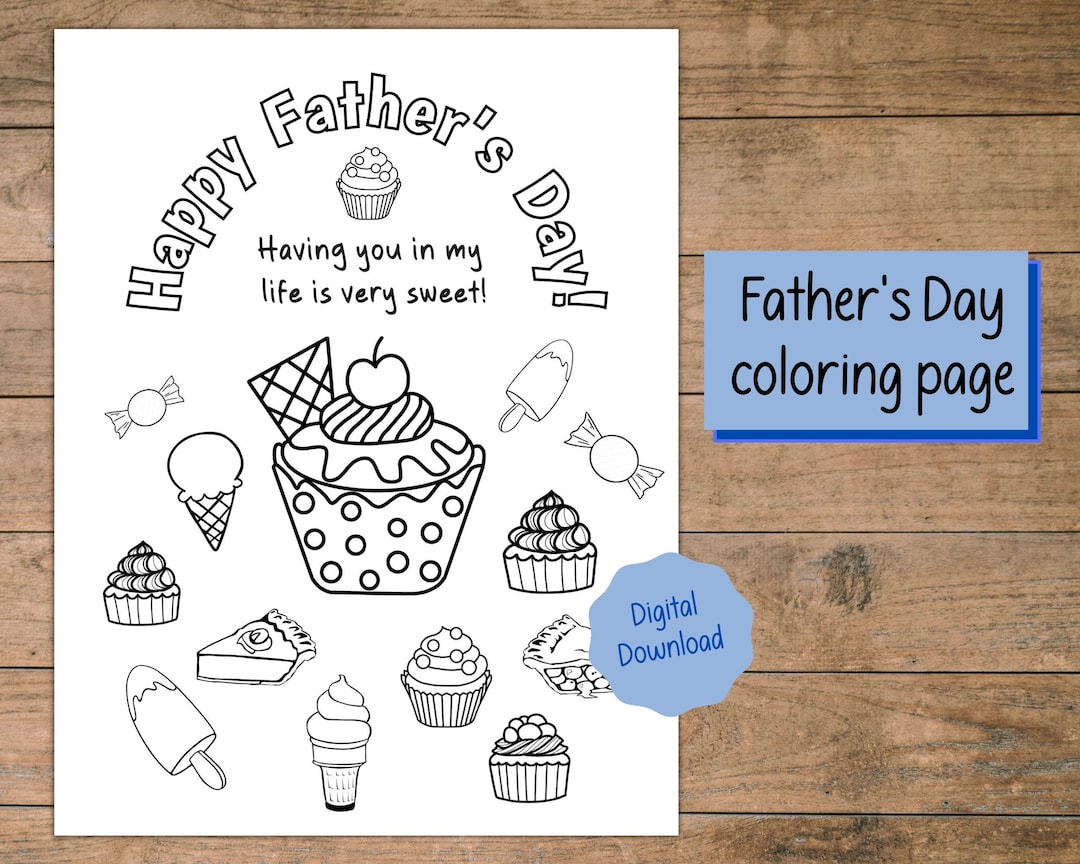 Printable Father???s Day Coloring Page Card | Father???s Day Gift | Gift for Dad | Gift for Grandpa ...