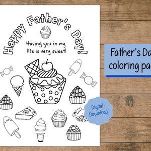 Cartão imprimível da página para colorir do Dia dos Pais | Presente de Dia dos Pais | Presente para o papai | Presente para o vovô | Presente para o tio | Lembrança do Dia dos Pais