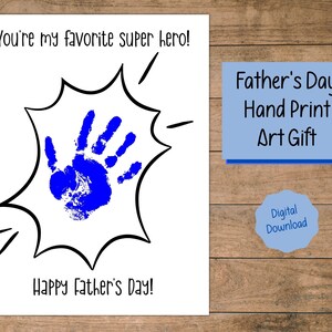 Arte imprimible con huellas de manos del Día del Padre / Recuerdo del Día del Padre / Regalo para el abuelo / Regalo único para papá / Descarga instantánea / Manualidad para niños