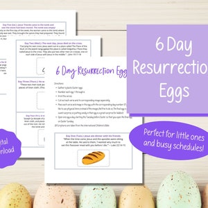 6 Tage Auferstehung Eier zum ausdrucken, religiöse Osteraktivität für Kinder, Osteraktivität für Vorschulkinder, Auferstehungseikarten