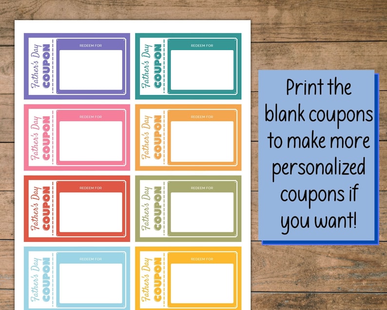 Printable Father s Day Coupons Coupons for Dad Gift From Kids