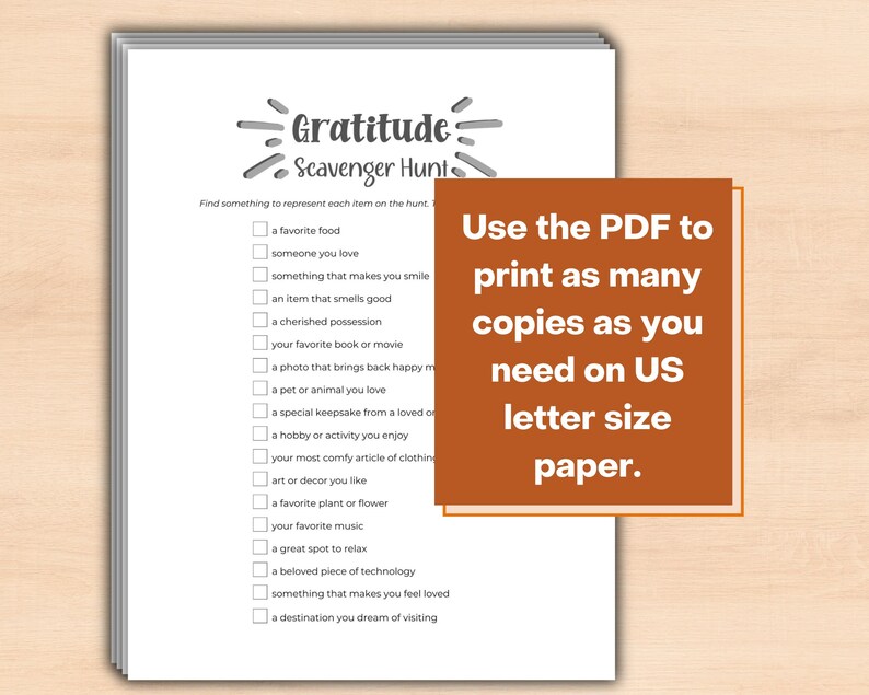 Use the PDF to print as many copies as you need on US letter size paper.