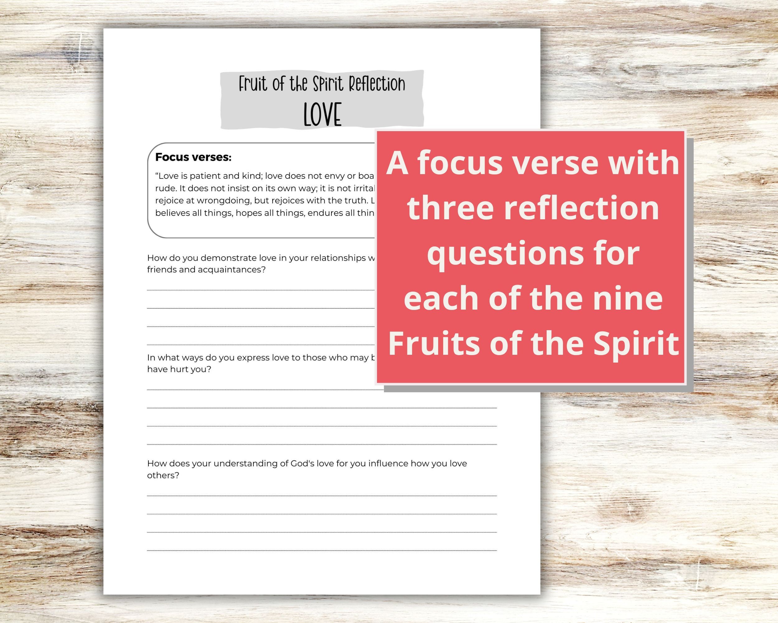 Printable Fruit of the Spirit Reflection Worksheets for Adults and ...