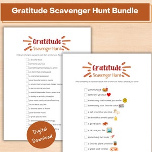 Paquete de búsqueda del tesoro de gratitud PDF, buscar y encontrar búsqueda del tesoro, actividad de gratitud, hoja de trabajo, juego de Acción de Gracias para niños, adolescentes y adultos