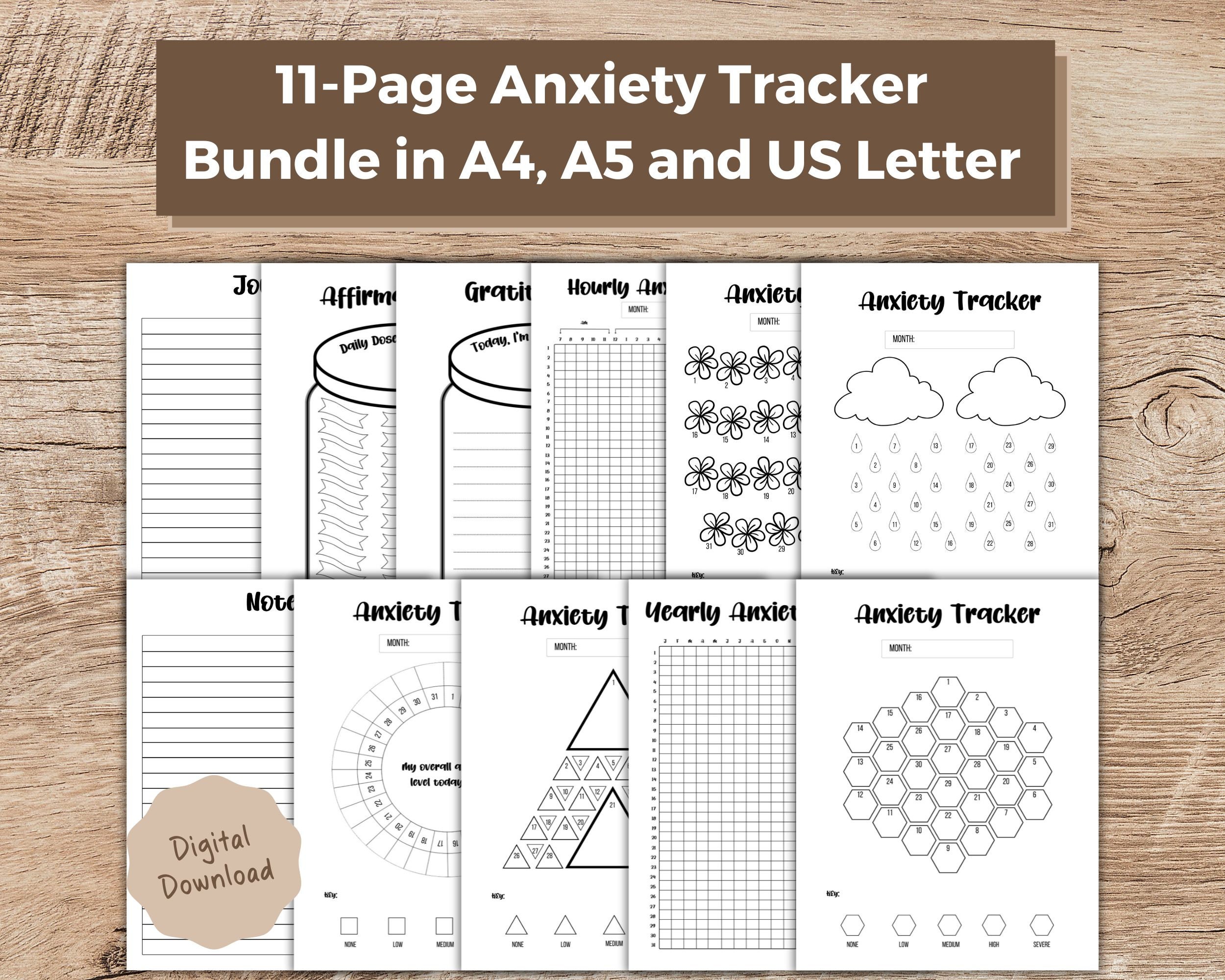 Printable Anxiety Tracker Bundle: Mood & Habit Journal (digital ...
