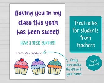 Printable End of Year Student Gift From Teacher | Teacher End of Year Gift To Students | Last Day of School Gift Tag | Personalized Gift