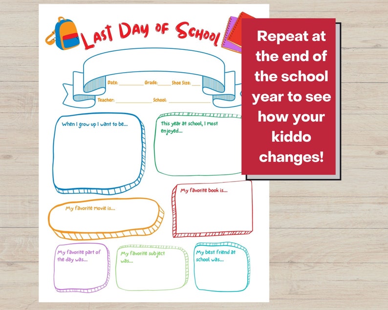 First Day of School Questionnaire Printable First Day of School