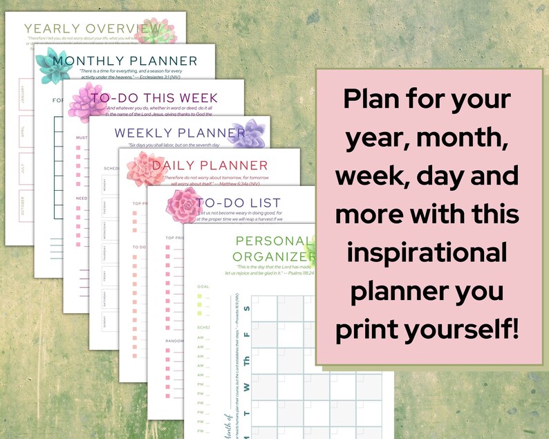 Life Planner Printable Christian Woman Christian Planner Inspirational Planner A3 Planner A4 Planner image 2