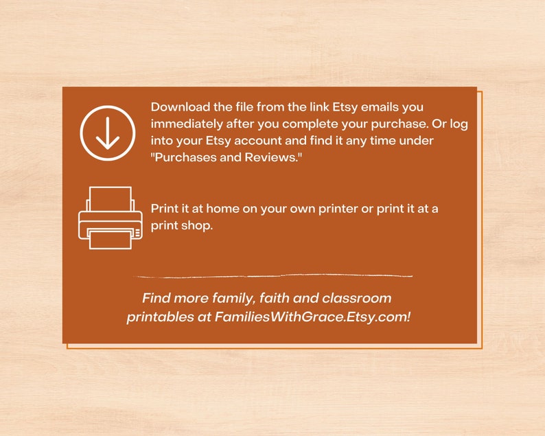 This item is a digital download. Find more family, faith and classroom printables at FamiliesWithGrace.Etsy.com!
