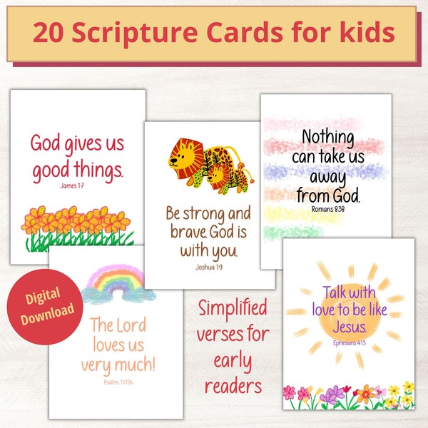 Scripture cards for kids printable, Bible verses for children, Lunchbox notes, Bible memory verse cards, Kids Scripture cards with pictures