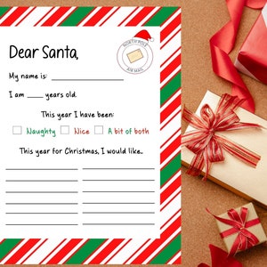 Letter to Santa Printable | Christmas Gift Wish List Printable Template ...