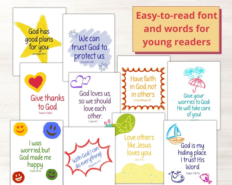 Scripture Cards for Kids Printable, Bible Verses for Children, Lunchbox ...
