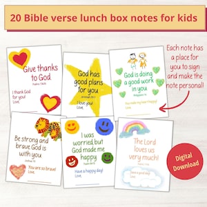 Christian Lunchbox Notes Printable | Personalized Lunchbox Notes for Kids | Children's Lunchbox Notes | Bible Verse Lunchbox Notes