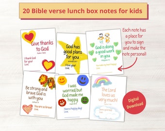 Christian Lunchbox Notes Printable | Personalized Lunchbox Notes for Kids | Children's Lunchbox Notes | Bible Verse Lunchbox Notes