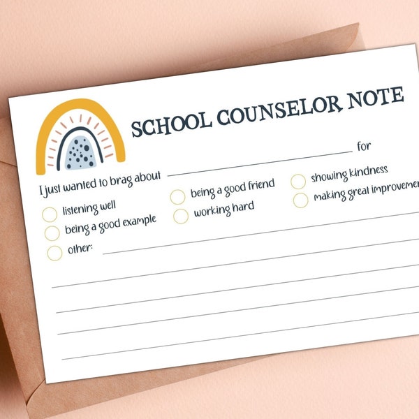 School Counselor Office Note Printable | Boho School Counselor Décor | Guidance Counselor Office | Printable Notes | Boho Rainbow