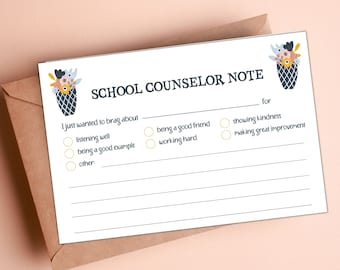Boho School Counselor Note Printable: Student Recognition (Digital Download)