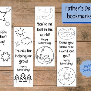 Printable Father&#39;s Day Coloring Bookmarks, DIY Gift For Dad, Gift For Grandpa, Present From Kids, Unique Gift For Dad, Instant Download