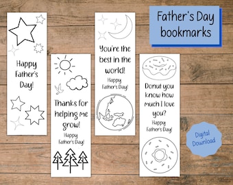 Marque-pages à colorier pour la fête des pères : cadeau DIY offert par les enfants (téléchargement numérique)
