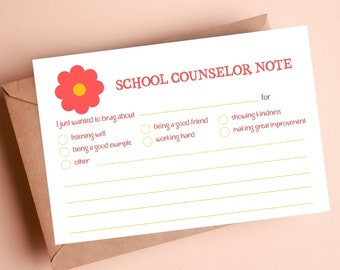 School Counselor Office Note Printable | Daisy School Counselor Décor | Guidance Counselor Office | Printable Notes | Red Daisy