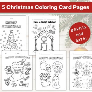 5 Tarjetas navideñas para colorear para niños imprimibles / Tarjeta navideña para colorear de 8.5 x 11 pulgadas / Regalo para maestra / Regalo para mamá / Regalo para papá