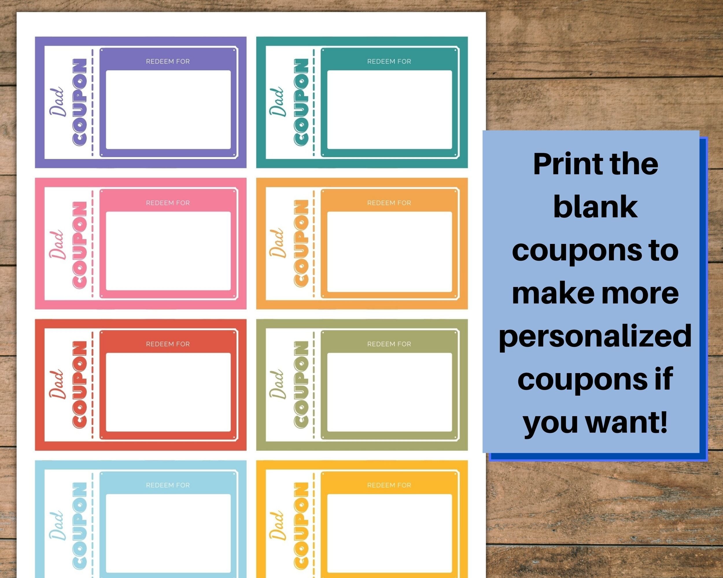 Printable Dad Coupons Coupons for Dad Gift From Kids Printable Printable Dad Coupons Coupons for Dad Gift From Kids Printable