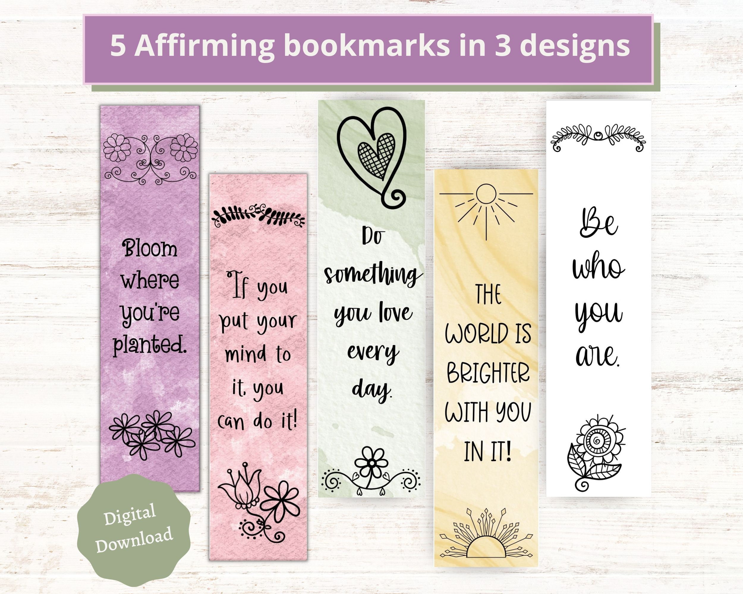 Printable Bookmarks, Bookmarks for Women, Digital Bookmarks, Bookmark ...