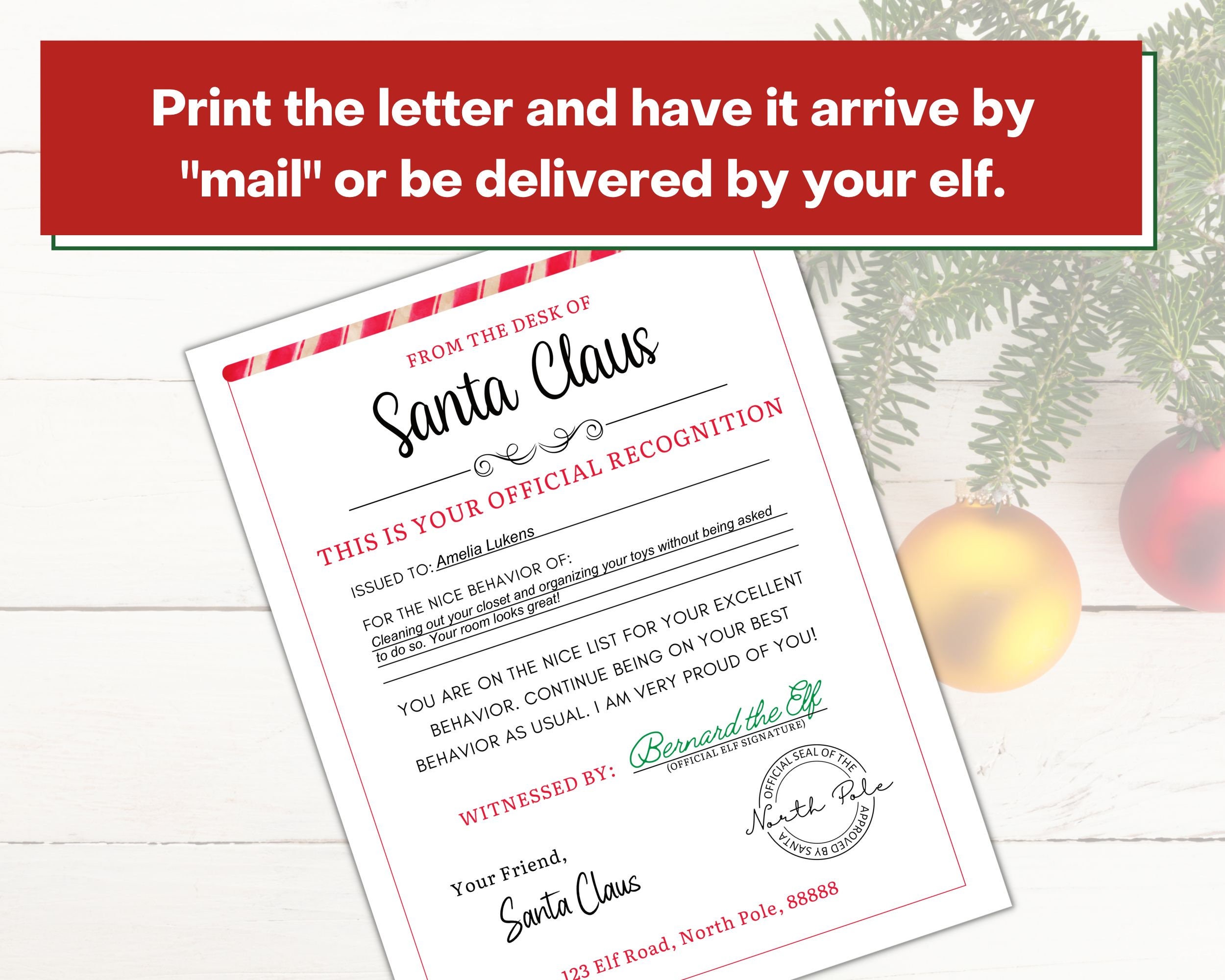 Letter From Santa for Nice List and Good Behavior Printable Nice List ...