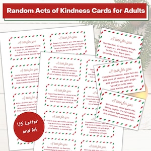 16 cartes de gentillesse de Noël pour adultes, actes de gentillesse aléatoires, activité de Noël, activités de l'Avent, PDF