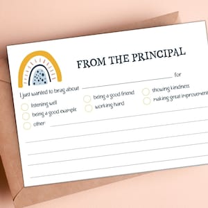 Principal Mail Printable | Principal Report | From the Principal Note | Printable Notes | Good Report from Principal | Boho Rainbow