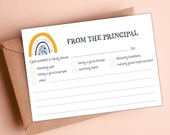 Principal Mail Printable | Principal Report | From the Principal Note | Printable Notes | Good Report from Principal | Boho Rainbow