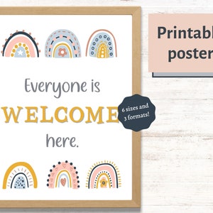 Schulrat Büro Dekor Printable | Boho Klassenzimmer Dekor | Jeder ist Willkommen Poster | Guidance Counselor Büro | Boho Regenbogen