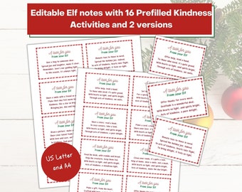 EDITABLE Elf Notes, Elf Printable, Elf Activity, Christian Elf, Christmas Kindness Activities, Advent Activities, Kindness Elf