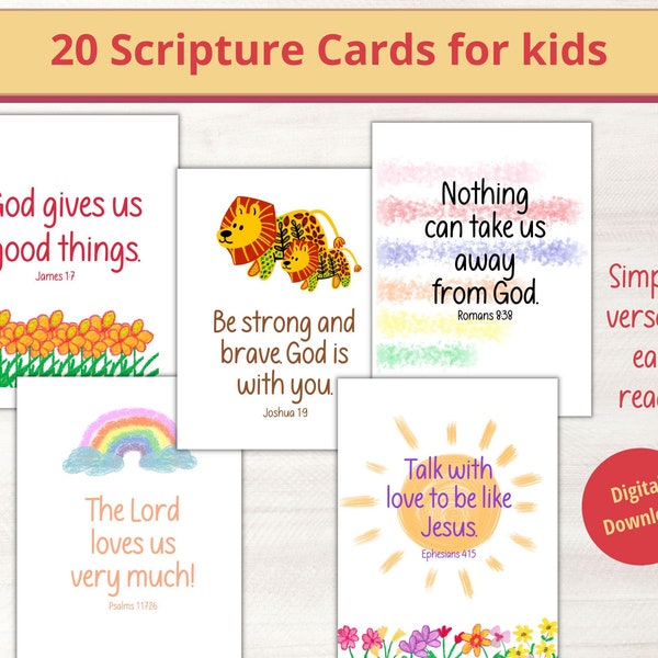 Scripture cards for kids printable, Bible verses for children, Lunchbox notes, Bible memory verse cards, Kids Scripture cards with pictures