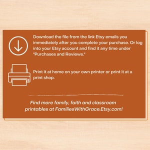 This is a digital download. Find more family, faith and classroom printables at FamiliesWithGrace.Etsy.com!