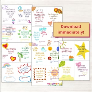 These Christian lunchbox notes for early readers are a digital download that you'll receive a link to from Etsy right away.