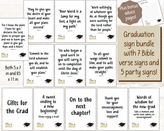 Printable Graduation Decoration Bundle | Christian Graduation Decorations | Graduation Quote Cards | Graduation Décor | Grad Quotes | 2023