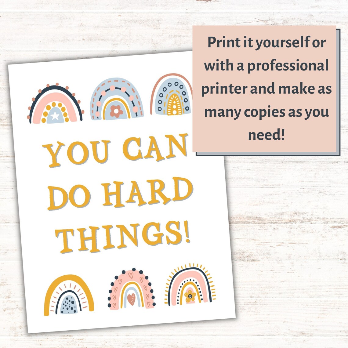 You Can Do Hard Things Poster Printable, Teacher Décor Poster, Boho ...