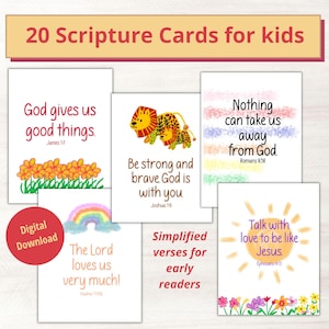 Scripture cards for kids printable, Bible verses cards for children, Christian lunchbox notes